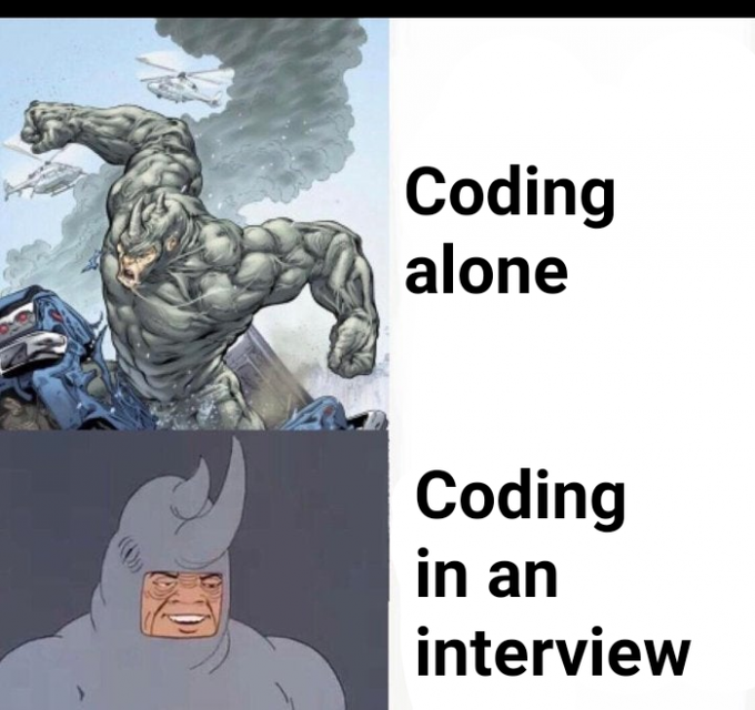 Live Coding Interview Rhino Meme